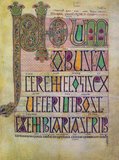 The Lindisfarne Gospels is an illuminated manuscript gospel book produced around the year 700 CE in a monastery on Lindisfarne Island, off the coast of Northumberland. It is now on display in the British Library in London. The manuscript is one of the finest works in the unique style of Hiberno-Saxon or Insular art, combining Mediterranean, Anglo-Saxon and Celtic elements. <br/><br/>

The Lindisfarne Gospels are presumed to be the work of a monk named Eadfrith, who became Bishop of Lindisfarne in 698 and died in 721. Current scholarship indicates a date around 715, and it is believed they were produced in honour of St. Cuthbert. However, it is also possible that Eadfrith produced them prior to 698, in order to commemorate the elevation of Cuthbert's relics in that year, which is also thought to have been the occasion for which the St Cuthbert Gospel was produced.<br/><br/>

The Gospels are richly illustrated in the insular style, and were originally encased in a fine leather binding covered with jewels and metals made by Billfrith the Anchorite in the 8th century. During the Viking raids on Lindisfarne, however, this cover was lost, and a replacement was made in 1852. The text is written in insular script.<br/><br/>

In the 10th century an Old English translation of the Gospels was made: a word-for-word gloss inserted between the lines of the Latin text by Aldred, Provost of Chester-le-Street. This is the oldest extant translation of the Gospels into the English language. The Gospels may have been taken from Durham Cathedral during the Dissolution of the Monasteries, ordered by Henry VIII, and were acquired in the early 17th century by Sir Robert Cotton from Thomas Walker, Clerk of the Parliaments. Cotton's library came to the British Museum in the 18th century, and from there to the British Library in London when this was separated from the British Museum.